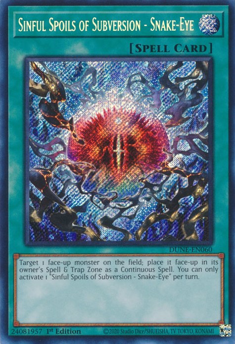 Sinful Spoils of Subversion - Snake-Eye [DUNE-EN060] Secret Rare | Event Horizon Hobbies CA