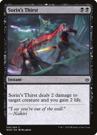 Sorin's Thirst [War of the Spark] | Event Horizon Hobbies CA