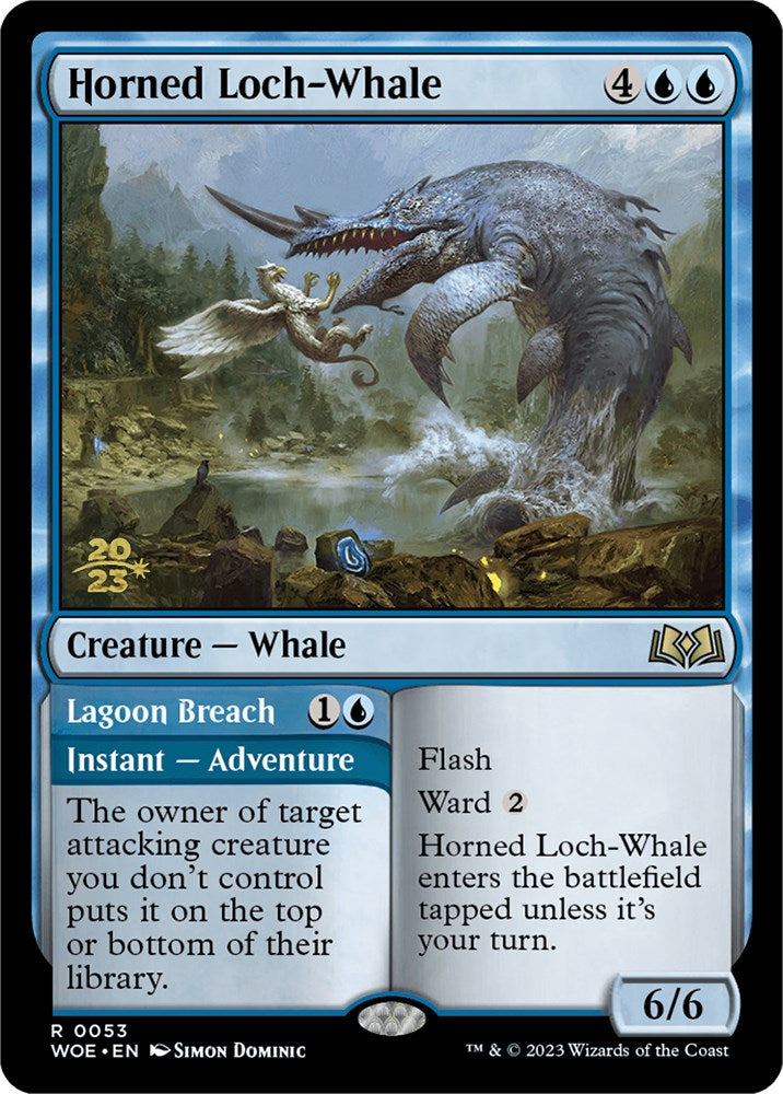 Horned Loch-Whale // Lagoon Breach [Wilds of Eldraine Prerelease Promos] | Event Horizon Hobbies CA