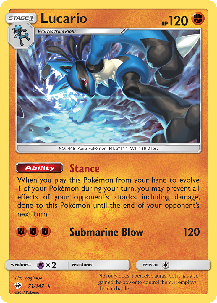 Lucario (71/147) [Sun & Moon: Burning Shadows] | Event Horizon Hobbies CA