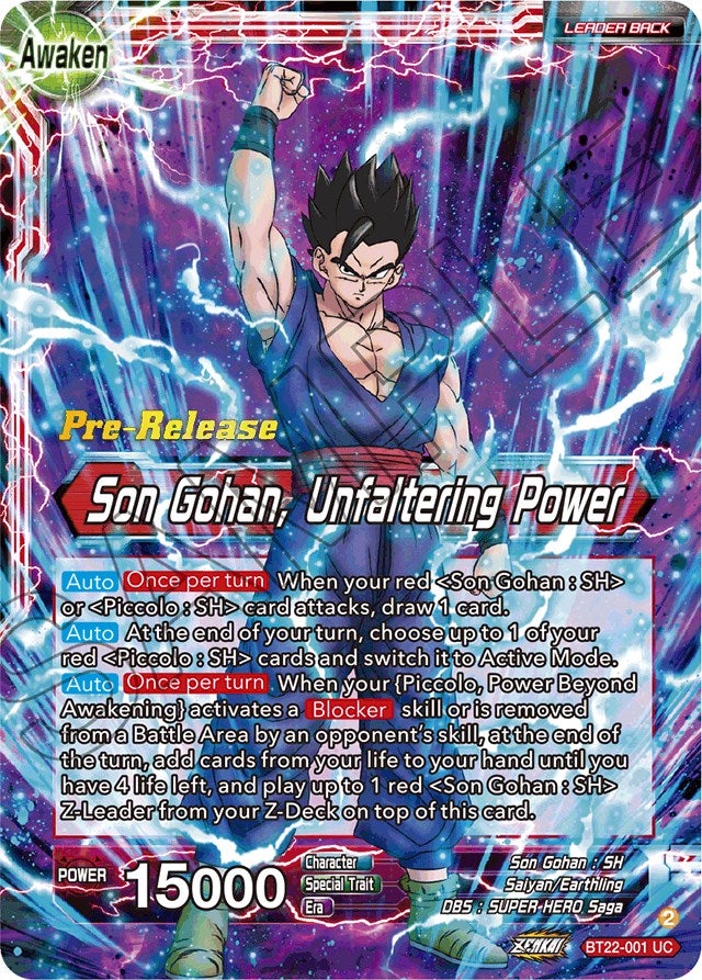 Son Gohan // Son Gohan, Unfaltering Power (BT22-001) [Critical Blow Prerelease Promos] | Event Horizon Hobbies CA