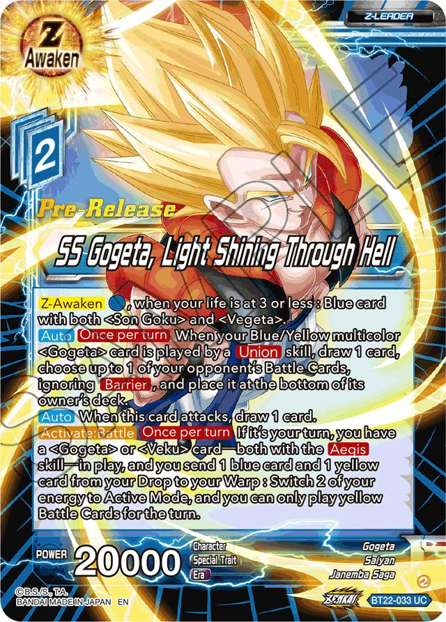 SS Gogeta, Light Shining Through Hell (BT22-033) [Critical Blow Prerelease Promos] | Event Horizon Hobbies CA