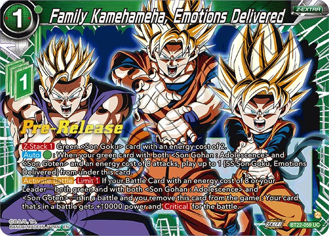 Family Kamehameha, Emotions Delivered (BT22-059) [Critical Blow Prerelease Promos] | Event Horizon Hobbies CA