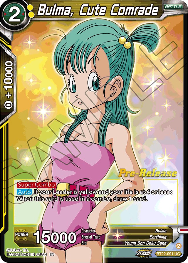 Bulma, Cute Comrade (BT22-091) [Critical Blow Prerelease Promos] | Event Horizon Hobbies CA