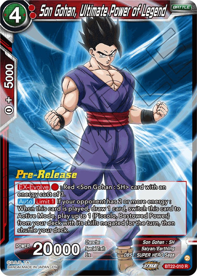 Son Gohan, Ultimate Power of Legend (BT22-010) [Critical Blow Prerelease Promos] | Event Horizon Hobbies CA