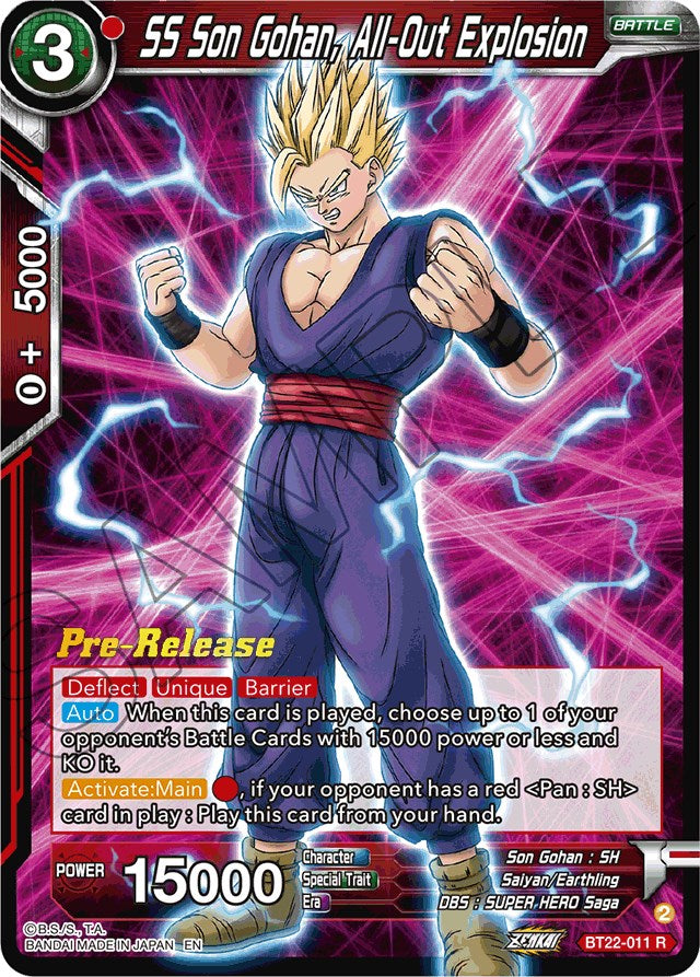 SS Son Gohan, All-Out Explosion (BT22-011) [Critical Blow Prerelease Promos] | Event Horizon Hobbies CA