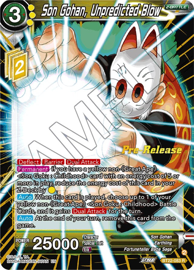 Son Gohan, Unpredicted Blow (BT22-083) [Critical Blow Prerelease Promos] | Event Horizon Hobbies CA