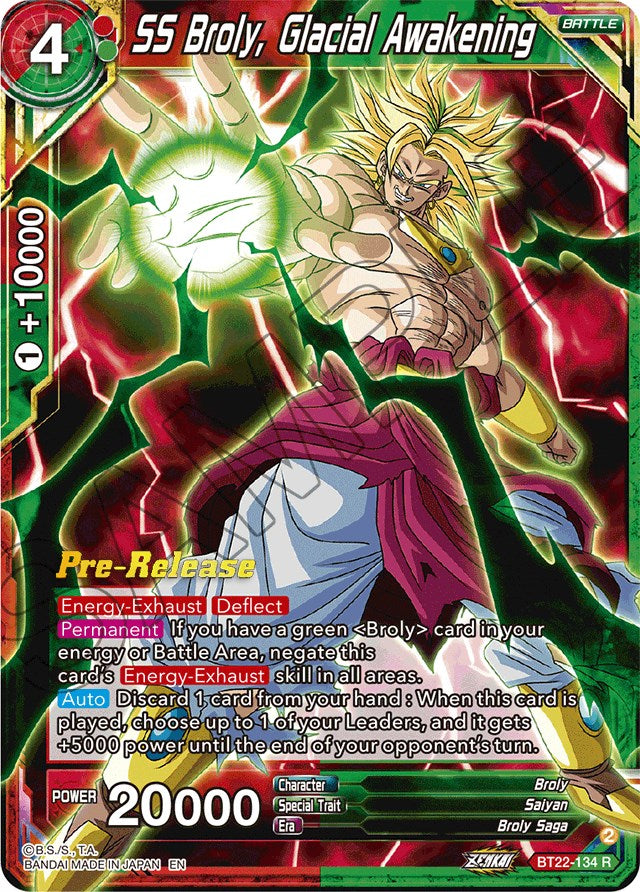 SS Broly, Glacial Awakening (BT22-134) [Critical Blow Prerelease Promos] | Event Horizon Hobbies CA