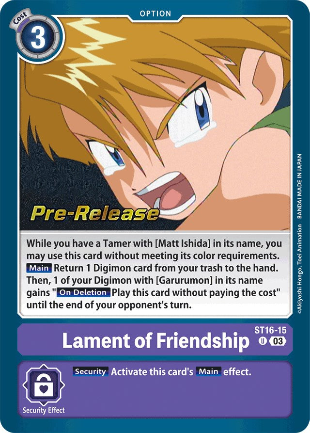 Lament of Friendship [ST16-15] [Starter Deck: Wolf of Friendship Pre-Release Cards] | Event Horizon Hobbies CA