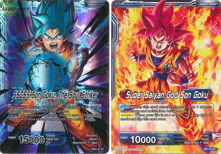 Super Saiyan God Son Goku // SSGSS Son Goku, The Soul Striker (Starter Deck - The Awakening) (SD1-01) [Galactic Battle] | Event Horizon Hobbies CA