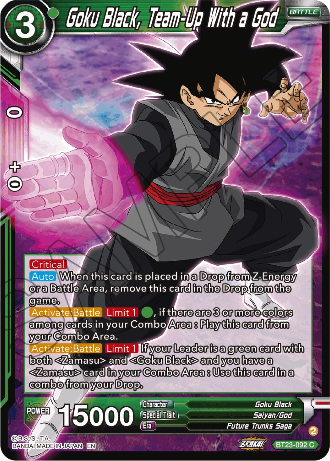 Goku Black, Team-Up With a God (BT23-092) [Perfect Combination] | Event Horizon Hobbies CA