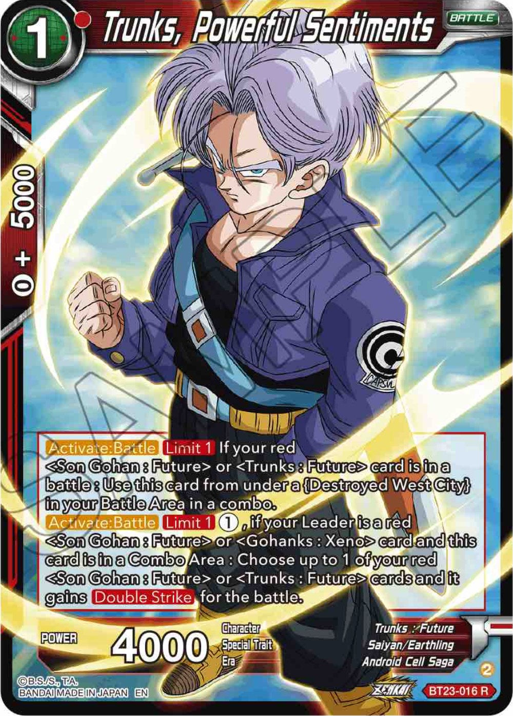 Trunks, Powerful Sentiments (BT23-016) [Perfect Combination] | Event Horizon Hobbies CA