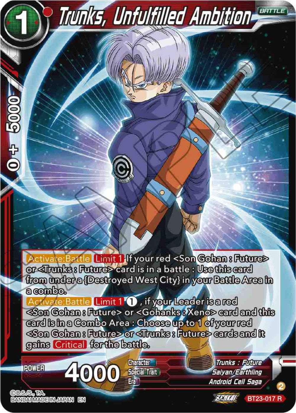 Trunks, Unfulfilled Ambition (BT23-017) [Perfect Combination] | Event Horizon Hobbies CA