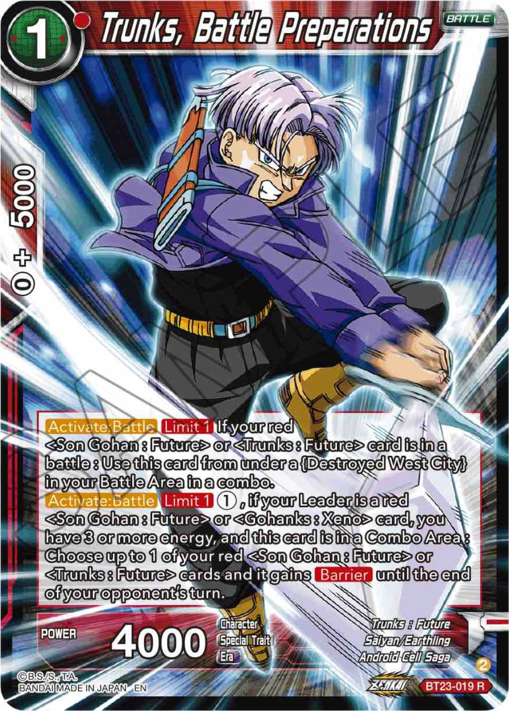 Trunks, Battle Preparations (BT23-019) [Perfect Combination] | Event Horizon Hobbies CA