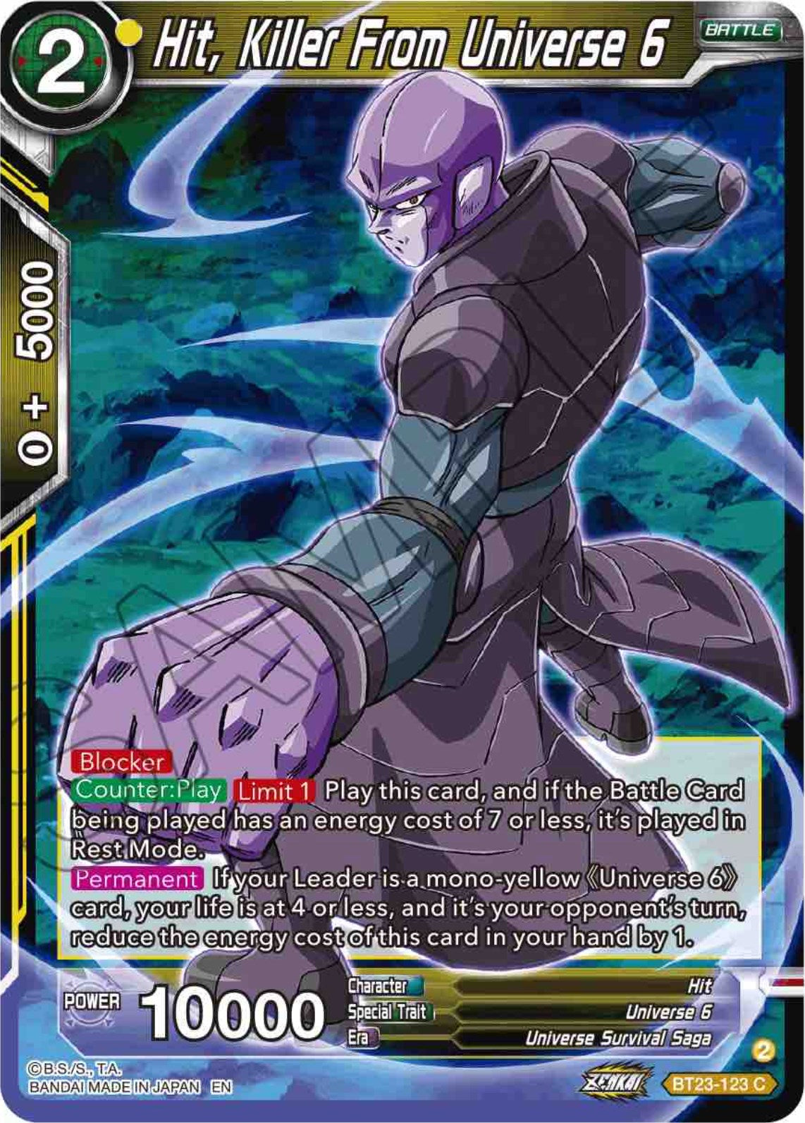 Hit, Killer From Universe 6 (BT23-123) [Perfect Combination] | Event Horizon Hobbies CA