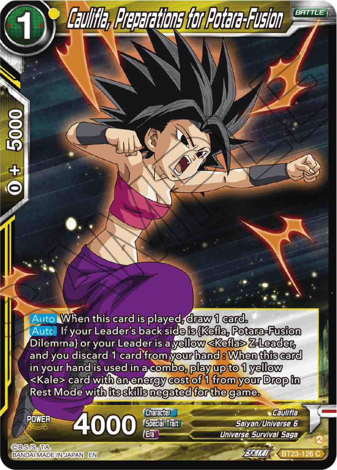 Caulifla, Preparations for Potara-Fusion (BT23-126) [Perfect Combination] | Event Horizon Hobbies CA