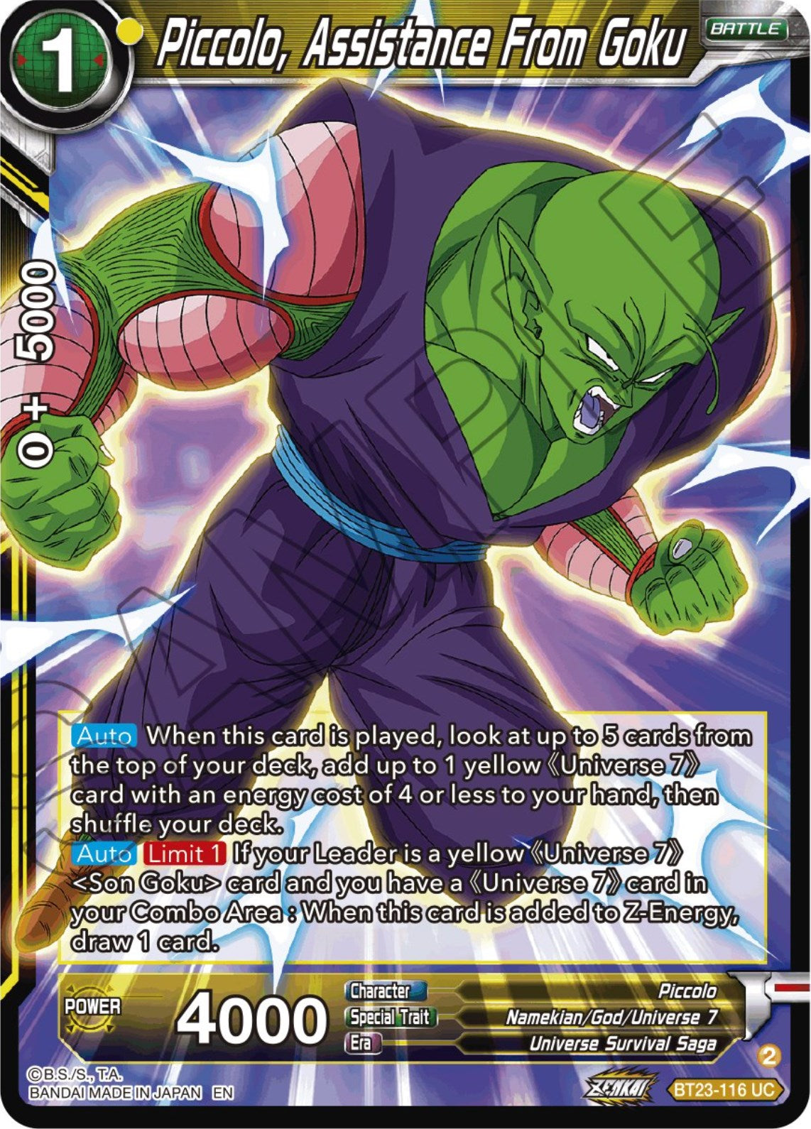 Piccolo, Assistance From Goku (BT23-116) [Perfect Combination] | Event Horizon Hobbies CA