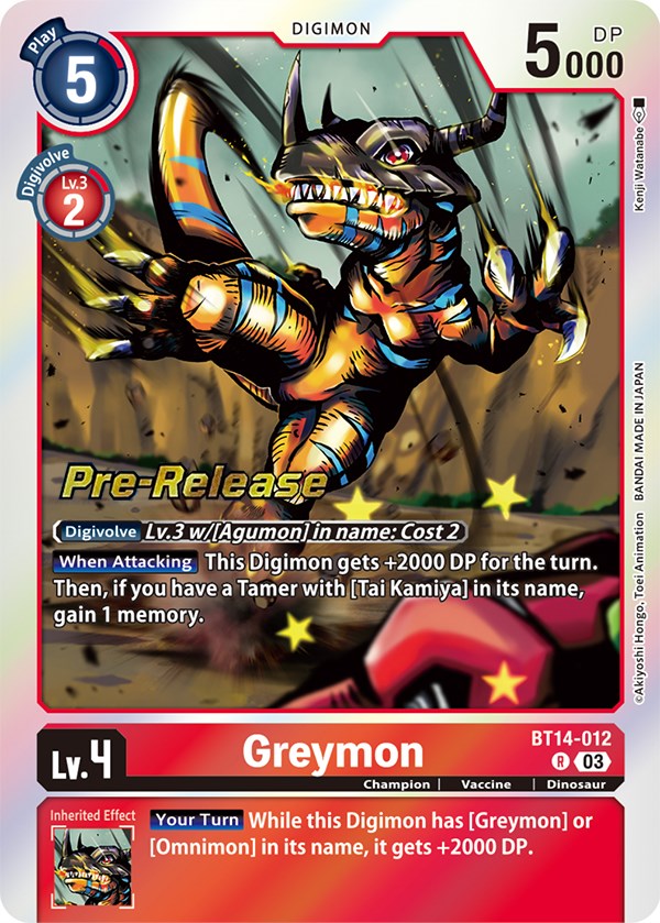 Greymon [BT14-012] [Blast Ace Pre-Release Cards] | Event Horizon Hobbies CA