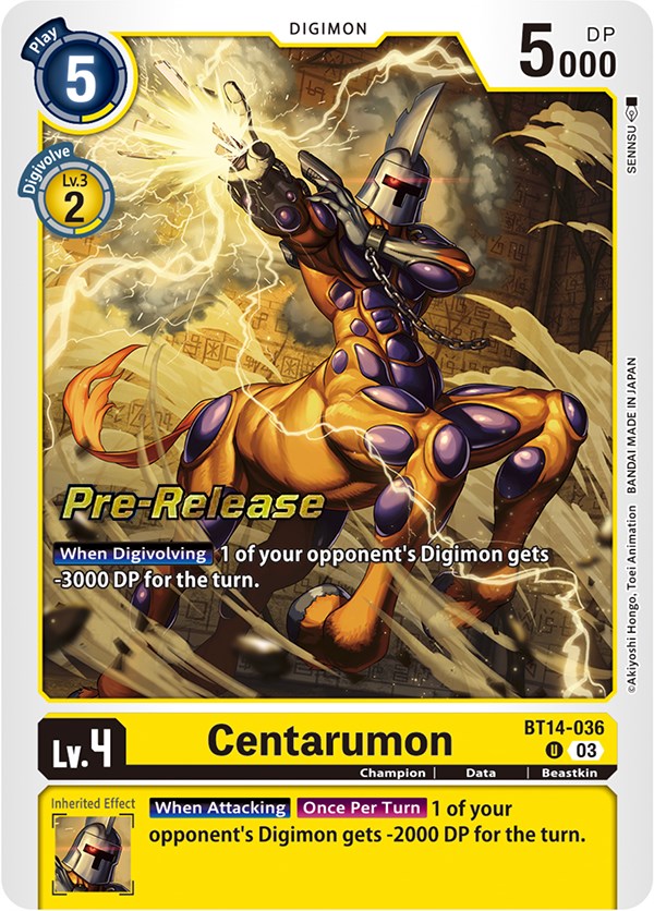 Centarumon [BT14-036] [Blast Ace Pre-Release Cards] | Event Horizon Hobbies CA