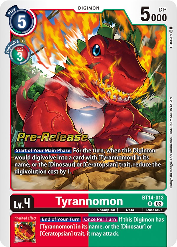 Tyrannomon [BT14-013] [Blast Ace Pre-Release Cards] | Event Horizon Hobbies CA