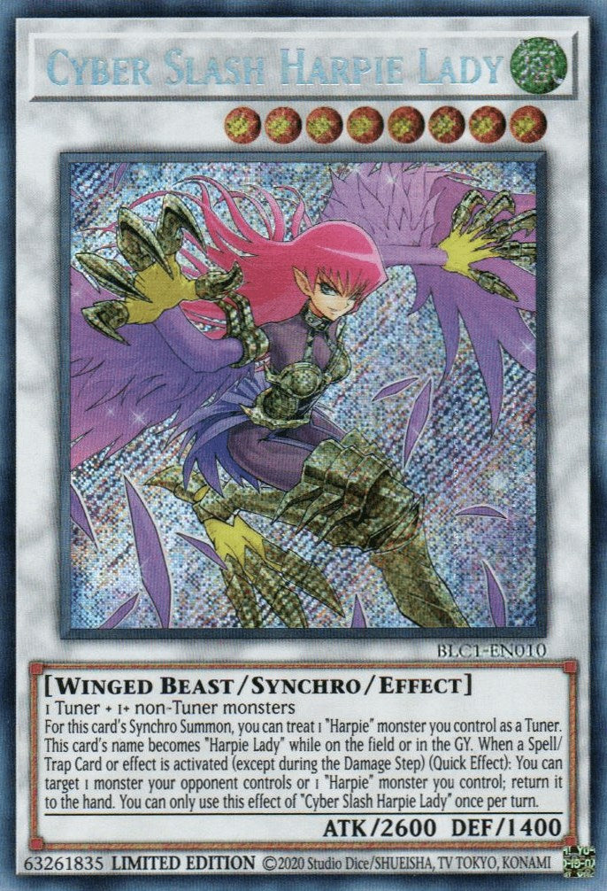 Cyber Slash Harpie Lady [BLC1-EN010] Secret Rare | Event Horizon Hobbies CA