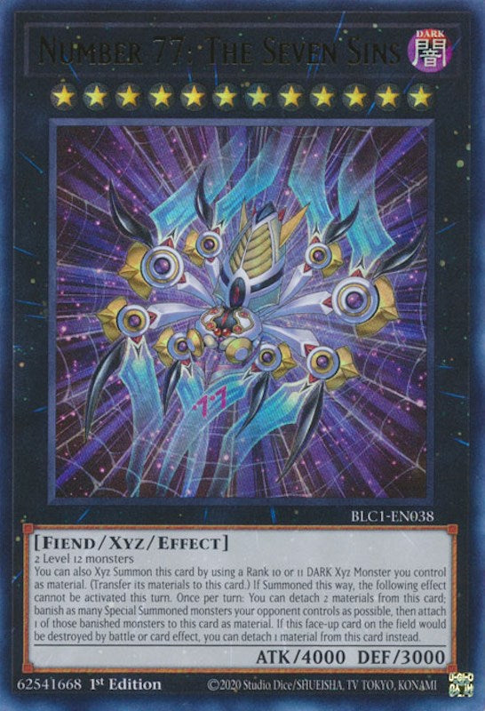 Number 77: The Seven Sins [BLC1-EN038] Ultra Rare | Event Horizon Hobbies CA