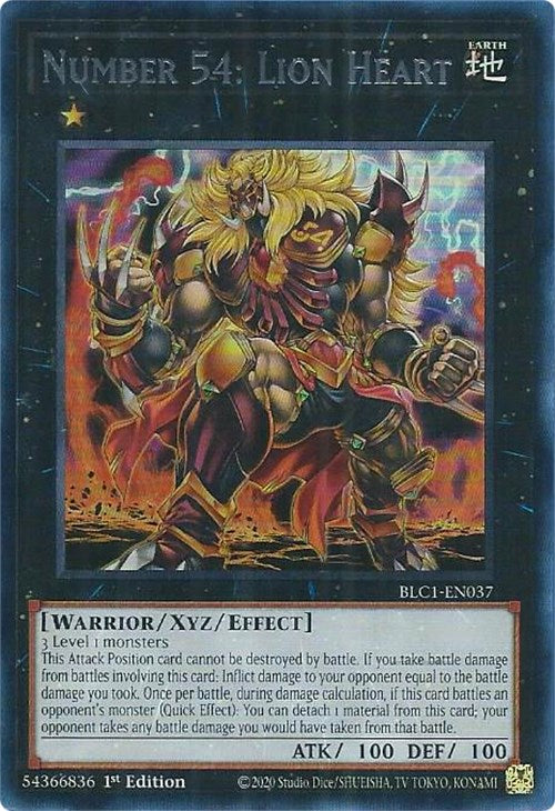 Number 54: Lion Heart (Silver) [BLC1-EN037] Ultra Rare | Event Horizon Hobbies CA