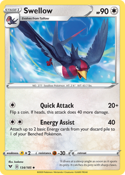 Swellow (134/185) [Sword & Shield: Vivid Voltage]