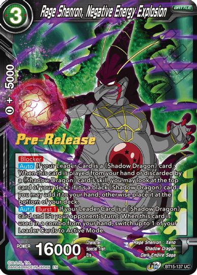 Rage Shenron, Negative Energy Explosion (BT15-137) [Saiyan Showdown Prerelease Promos] | Event Horizon Hobbies CA