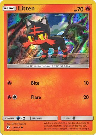 Litten (24/149) (Water Web Holo) [Sun & Moon: Base Set] | Event Horizon Hobbies CA