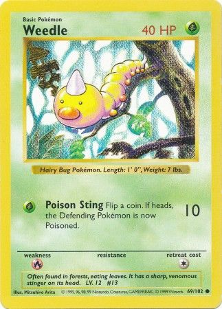 Weedle (69/102) [Base Set Shadowless Unlimited] | Event Horizon Hobbies CA