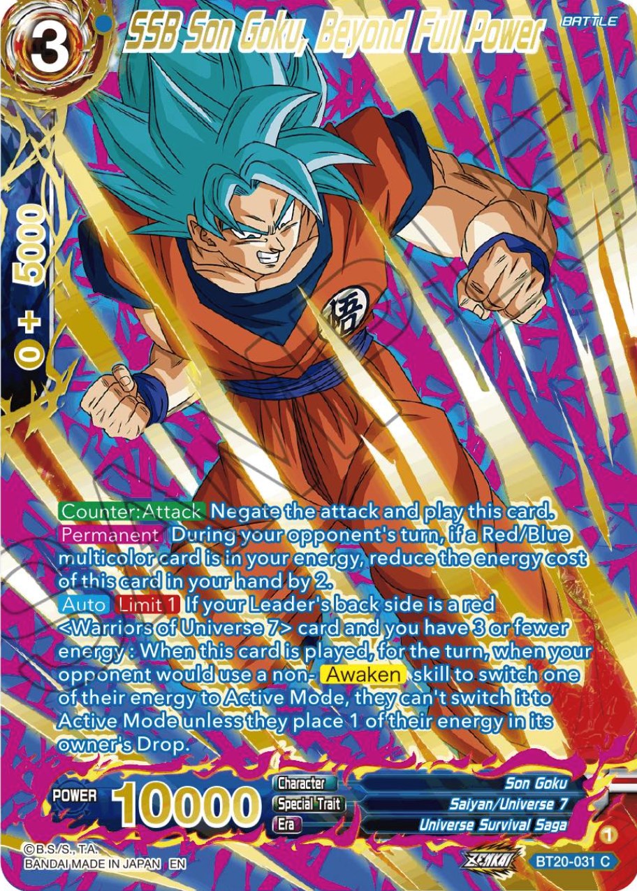 SSB Son Goku, Beyond Full Power (Gold-Stamped) (BT20-031) [Power Absorbed] | Event Horizon Hobbies CA