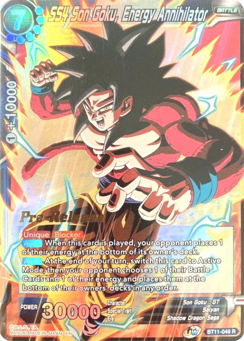 SS4 Son Goku, Energy Annihilator (BT11-049) [Vermilion Bloodline Prerelease Promos] | Event Horizon Hobbies CA