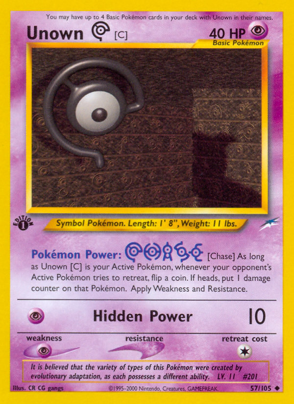 Unown [C] (57/105) [Neo Destiny 1st Edition] | Event Horizon Hobbies CA