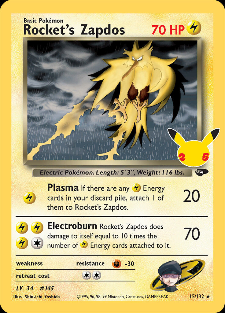 Rocket's Zapdos (15/132) [Celebrations: 25th Anniversary - Classic Collection] | Event Horizon Hobbies CA