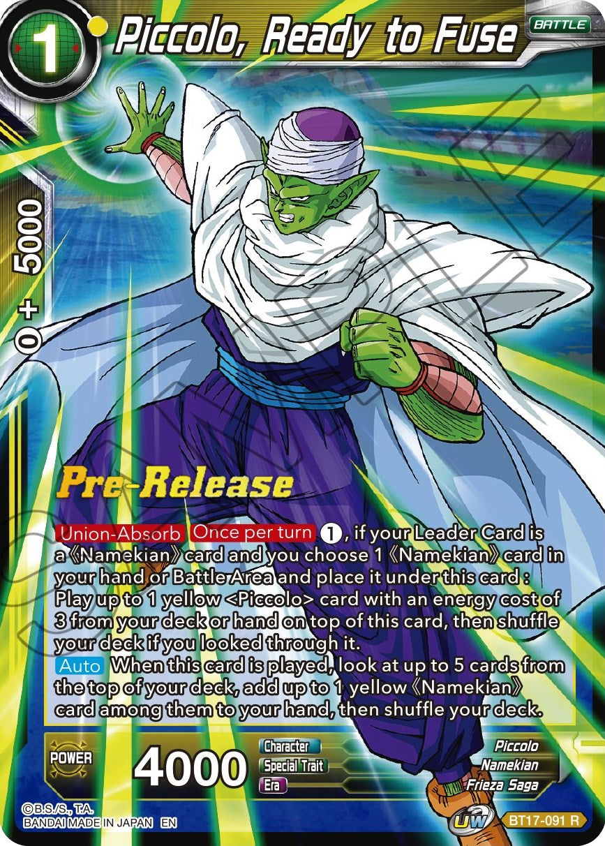 Piccolo, Ready to Fuse (BT17-091) [Ultimate Squad Prerelease Promos] | Event Horizon Hobbies CA