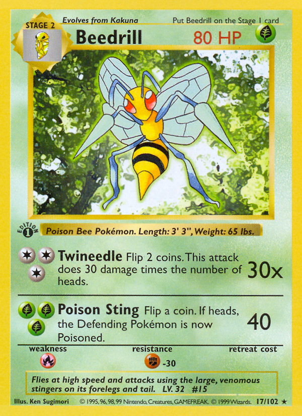 Beedrill (17/102) (Shadowless) [Base Set 1st Edition] | Event Horizon Hobbies CA