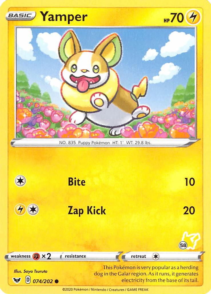 Yamper (074/202) (Pikachu Stamp #58) [Battle Academy 2022] | Event Horizon Hobbies CA