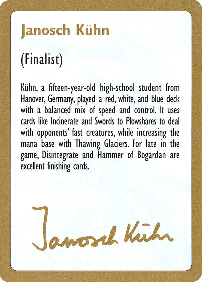 Janosch Kühn Bio [World Championship Decks 1997] | Event Horizon Hobbies CA