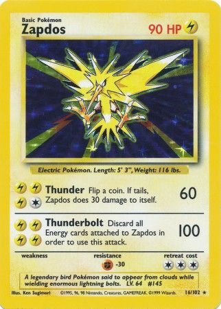 Zapdos (16/102) [Base Set Unlimited] | Event Horizon Hobbies CA