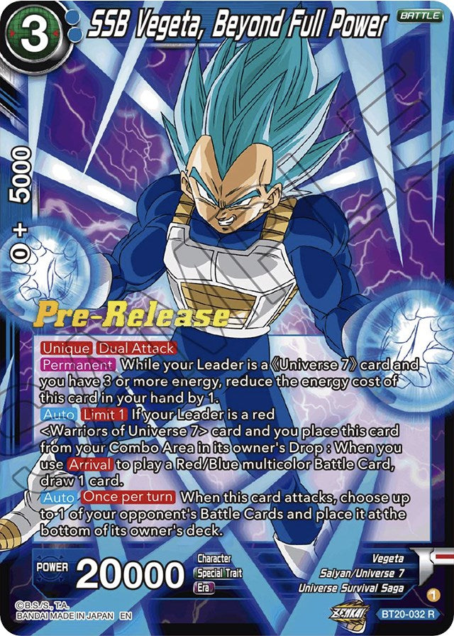 SSB Vegeta, Beyond Full Power (BT20-032) [Power Absorbed Prerelease Promos] | Event Horizon Hobbies CA