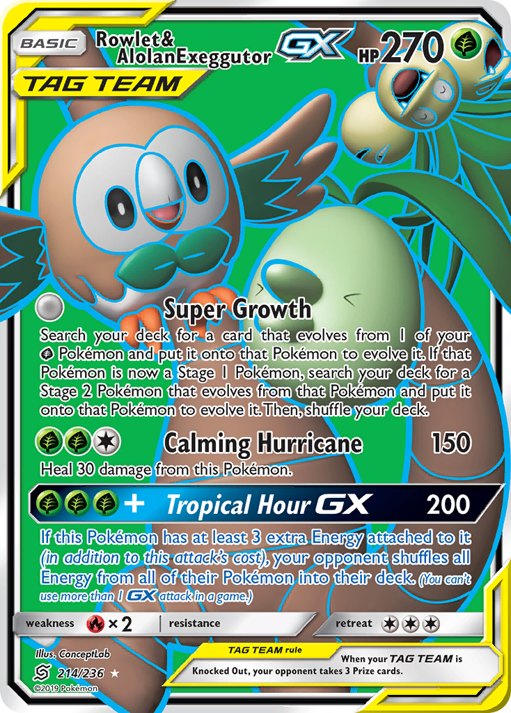 Rowlet & Alolan Exeggutor GX (214/236) [Sun & Moon: Unified Minds] | Event Horizon Hobbies CA