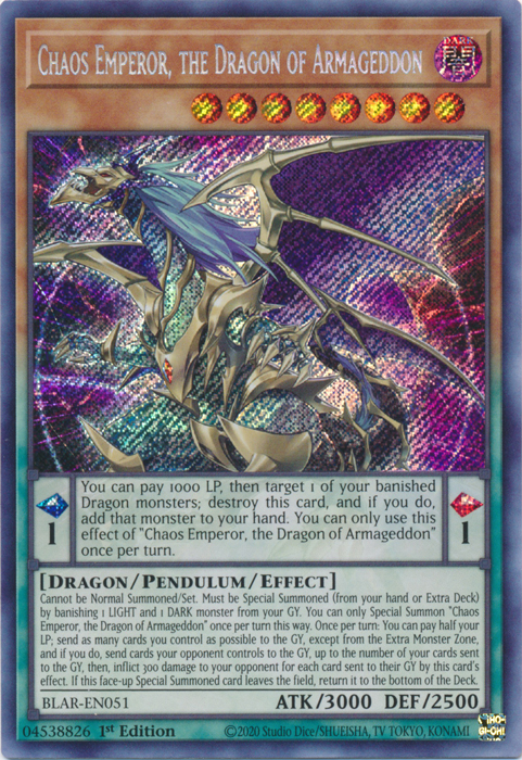 Chaos Emperor, the Dragon of Armageddon [BLAR-EN051] Secret Rare | Event Horizon Hobbies CA