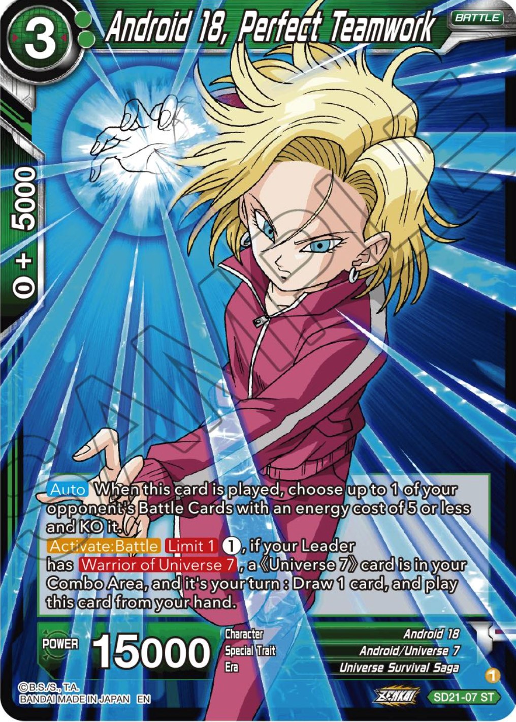 Android 18, Perfect Teamwork (Starter Deck Exclusive) (SD21-07) [Power Absorbed] | Event Horizon Hobbies CA