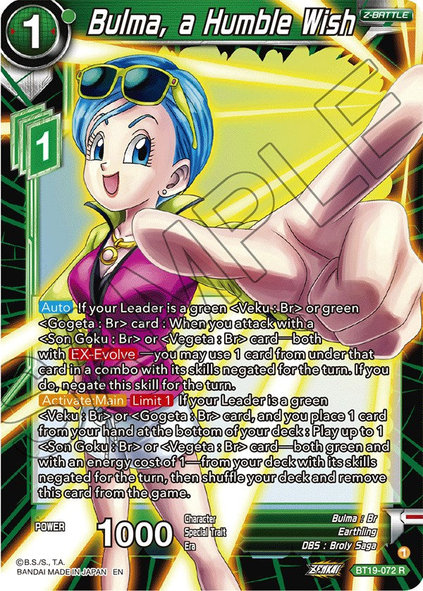 Bulma, a Humble Wish (BT19-072) [Fighter's Ambition] | Event Horizon Hobbies CA