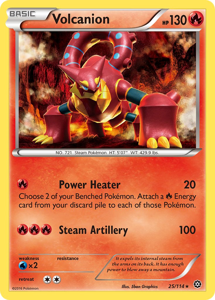 Volcanion (25/114) (Cracked Ice Holo) (Theme Deck Exclusive) [XY: Steam Siege] | Event Horizon Hobbies CA