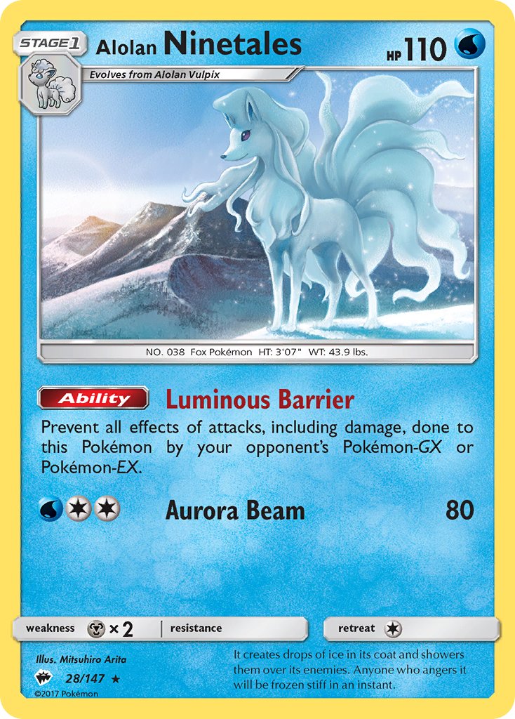 Alolan Ninetales (28/147) (Water Web Holo) (Theme Deck Exclusives) [Sun & Moon: Burning Shadows] | Event Horizon Hobbies CA