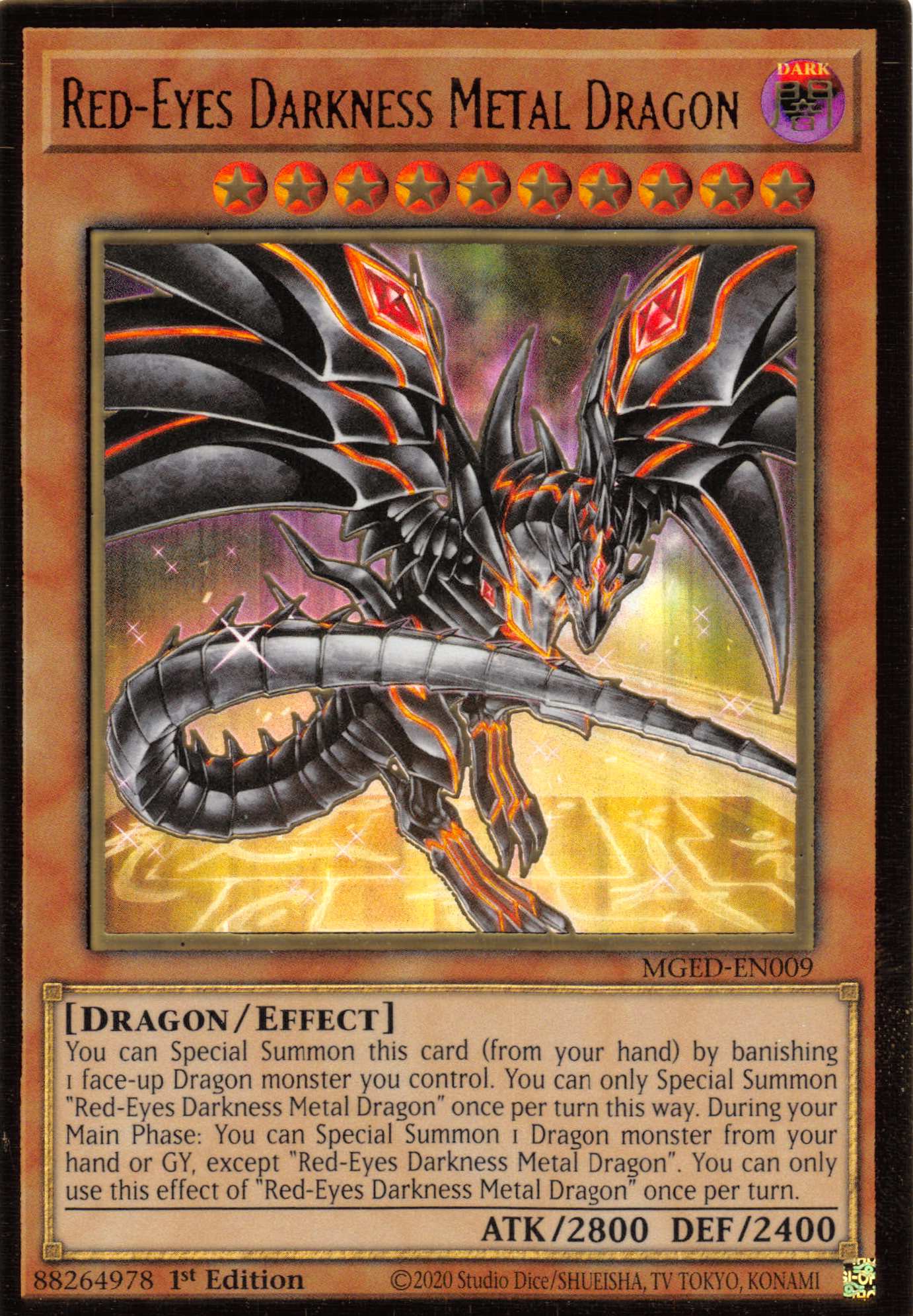 Red-Eyes Darkness Metal Dragon (Alternate Art) [MGED-EN009] Gold Rare | Event Horizon Hobbies CA