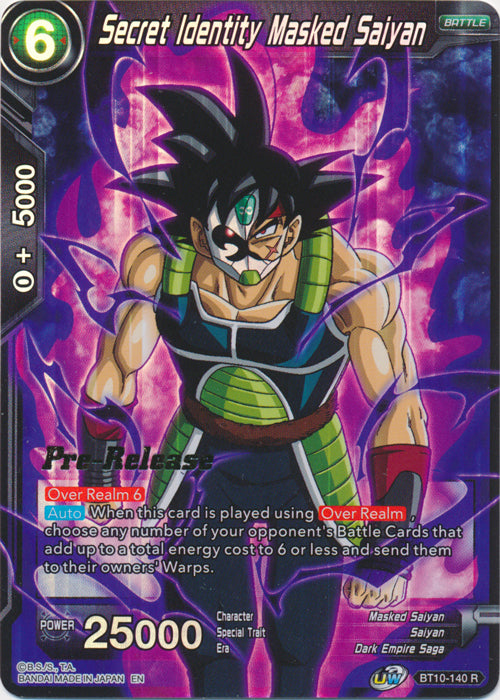 Secret Identity Masked Saiyan (BT10-140) [Rise of the Unison Warrior Prerelease Promos] | Event Horizon Hobbies CA