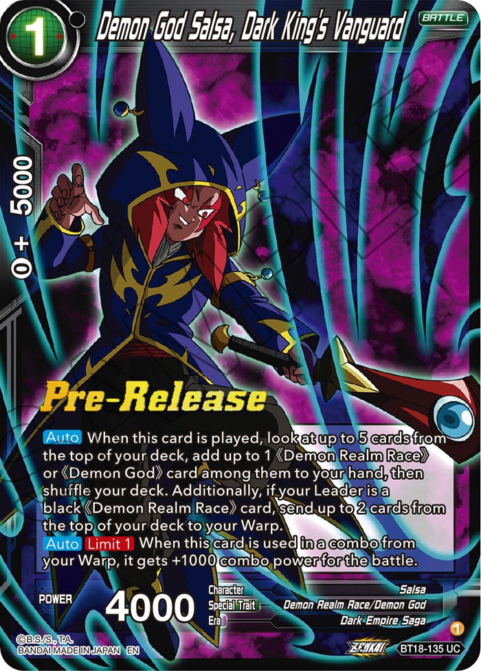 Demon God Salsa, Dark King's Vanguard (BT18-135) [Dawn of the Z-Legends Prerelease Promos] | Event Horizon Hobbies CA